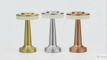AuraGlow Cordless Touch Lamp in finish, dimmable with 3 colour modes. VelunaLumin.