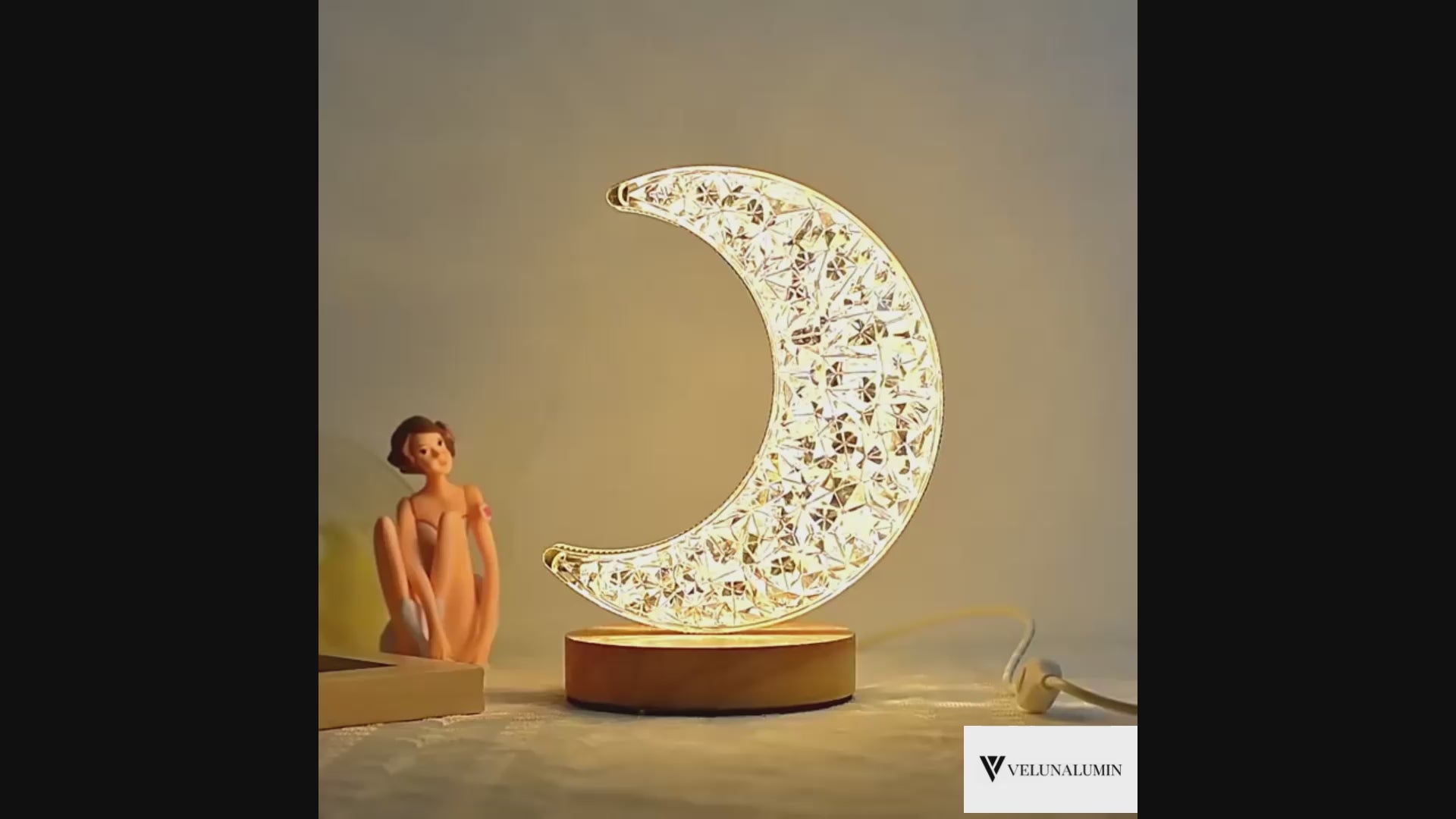 LunaSphere 3D moon crystal lamp with touch dimming.