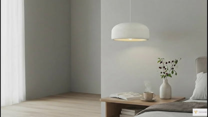 ZenGlow Organic Pendant Light - Japanese minimalist ceiling lamp with white high-polymer shade, E14 bulb compatibility, perfect for modern living rooms, VelunaLumin.