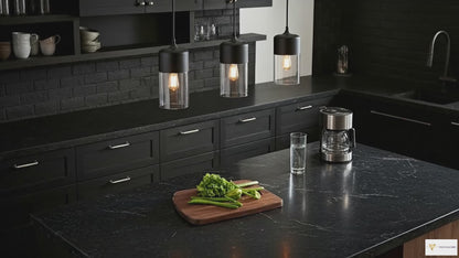 LuminaGrace Pendant: Sleek Black & Smoke Glass | Modern Ceiling Light for UK/EU Homes | VelunaLumin
