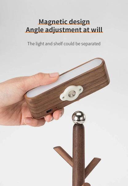 Ordo solid wood detachable LED desk lamp and organizer.